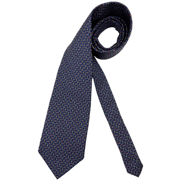 HICKEY FREEMAN Blue Geometric Silk LUXURY Tie HANDMADE USA - Picture 1 of 5